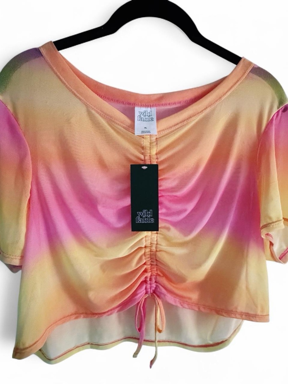Wild Fable Ombré Ruched Mesh Swim Cover Up